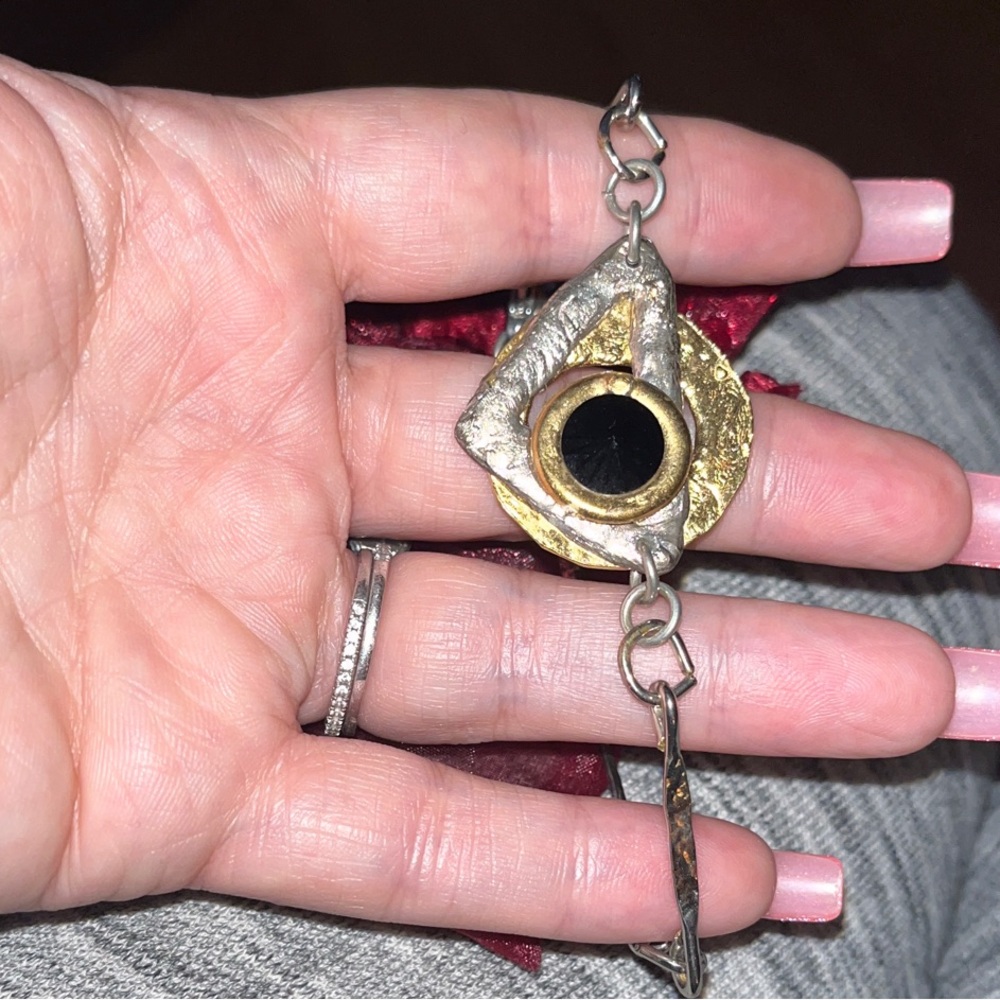 Gold and Silver Pendant Bracelet
